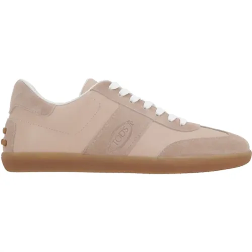 Rosa Low-Top Sneakers mit Wildleder , Damen, Größe: 38 1/2 EU - TOD'S - Modalova