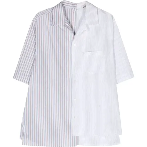 Multicolour Poplin Panelled Shirt , male, Sizes: L, XL - Lanvin - Modalova