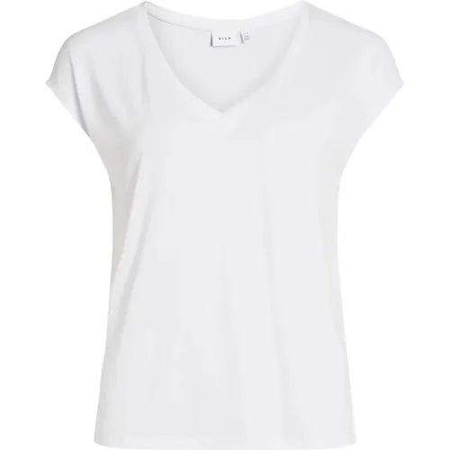 V-Ausschnitt T-Shirt Frühling/Sommer Kollektion , Damen, Größe: L - Vila - Modalova