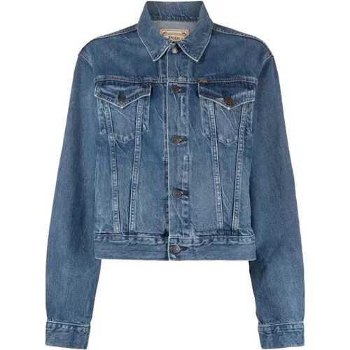 Blaue Denim Trucker Jacke , Damen, Größe: S - Polo Ralph Lauren - Modalova