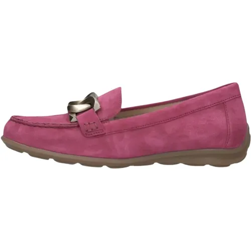 Rosa Wildleder Loafers mit Gold Detail , Damen, Größe: 39 EU - Gabor - Modalova