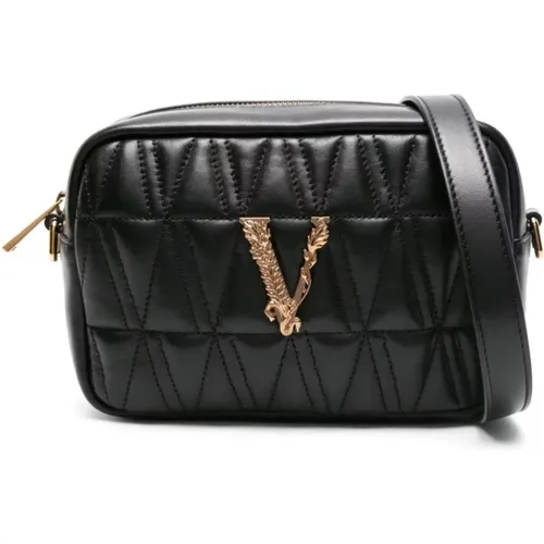 Quilted Barocco V Logo Shoulder Bag , female, Sizes: ONE SIZE - Versace - Modalova