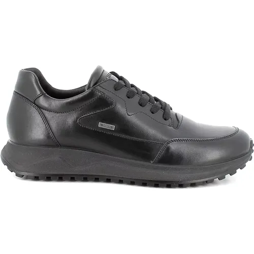 Schwarze Leder Gore-Tex Sneakers , Herren, Größe: 44 EU - IGI&Co - Modalova