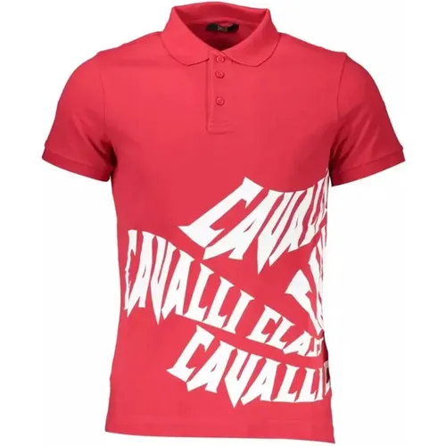 Rotes Polo Shirt mit Logo Print , Herren, Größe: M - Cavalli Class - Modalova
