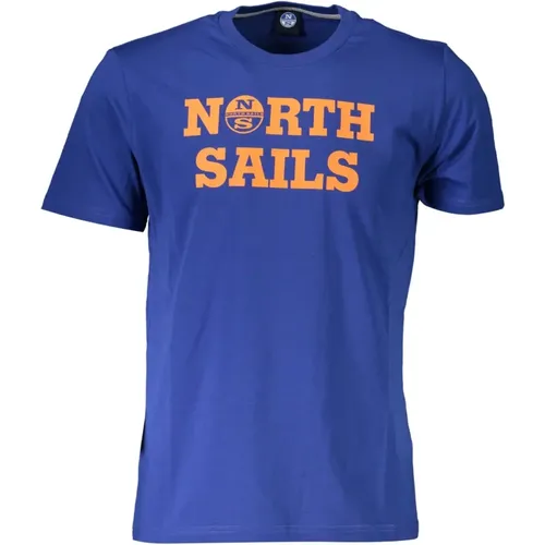 Blau Baumwoll Stylisches T-Shirt , Herren, Größe: S - North Sails - Modalova