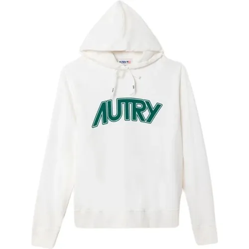 Weiße Hoodie mit Jersey-Textur und Logo , Herren, Größe: S - Autry - Modalova