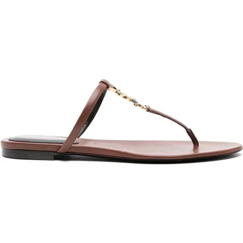 Leather Sandals Almond Toe , female, Sizes: 5 1/2 UK, 4 1/2 UK, 3 1/2 UK - Saint Laurent - Modalova