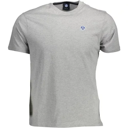 Logo Applique Rundhals T-Shirt Grau , Herren, Größe: XL - North Sails - Modalova