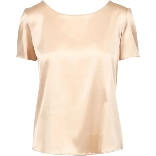 Champagner Seiden Satin Bluse , Damen, Größe: M - Pennyblack - Modalova