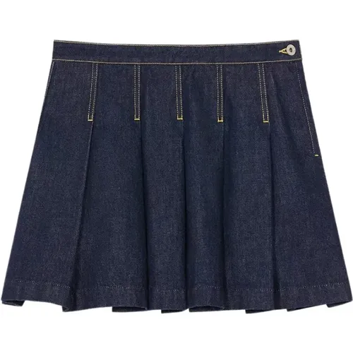 Short Skirts,Blaue Baumwoll-Mini-Rock mit Plissiertem Saum - Kenzo - Modalova