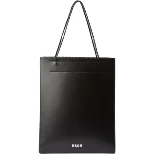 Large Leather Shopping Bag , female, Sizes: ONE SIZE - Msgm - Modalova