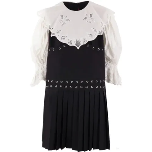 Schwarzes und weißes Baumwollkleid mit Spitzen-Details - Chopova Lowena - Modalova