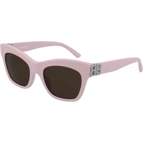 Rosa Rahmen Braune Linse Sonnenbrille , Damen, Größe: 53 MM - Balenciaga - Modalova