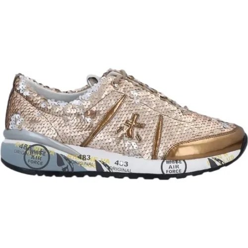 Golden Glitter Sneakers for Women , female, Sizes: 5 UK, 3 UK - Premiata - Modalova