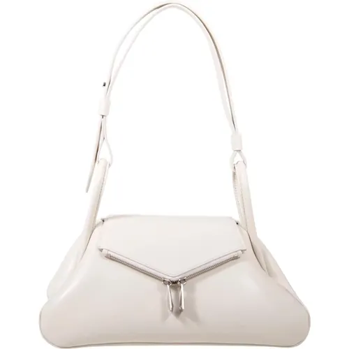 Almond/Silver Gemini Bag , female, Sizes: ONE SIZE - Amina Muaddi - Modalova