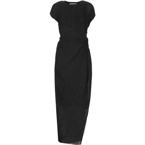 Schwarzes Gestricktes Midi-Kleid mit Twist-Detail - Lanvin - Modalova