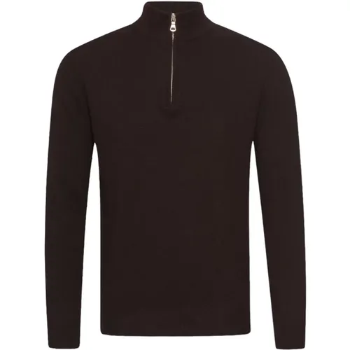 Half Zip Woll-Kaschmir Pullover Braun , Herren, Größe: 2XL - Oscar Jacobson - Modalova