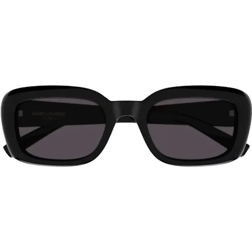 Schwarze Rechteckige Sonnenbrille , Damen, Größe: 53 MM - Saint Laurent - Modalova