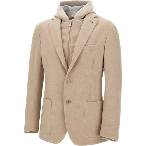 Wool Cashmere Jacket Sand Blazer , male, Sizes: L - Eleventy - Modalova