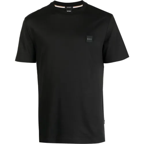 Schwarzes Rundhals-Jersey-Logo-T-Shirt , Herren, Größe: S - Boss - Modalova