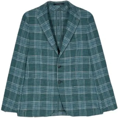 Buttoned Checkered Blazer , male, Sizes: 3XL, XL, 2XL, L - Tagliatore - Modalova