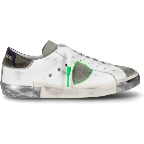 Retro Street Sneaker mit Neon-Akzenten,Weiße Sneakers mit Logo-Detail - Philippe Model - Modalova