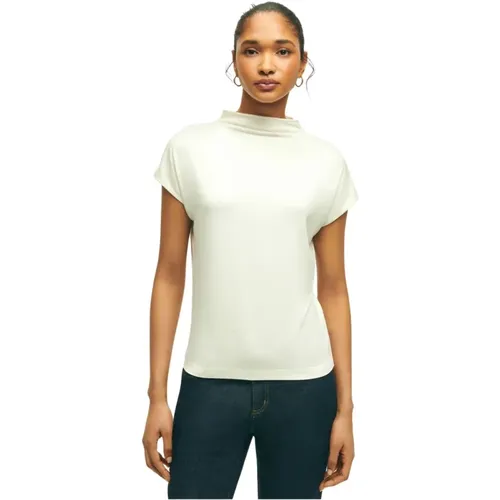 Cremefarbenes Stretch-Rayon-Jersey-Shirt , Damen, Größe: XL - Brooks Brothers - Modalova