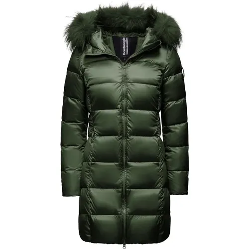 Bright Nylon Puffer Jacket with Fur Hood , female, Sizes: L, M, XL, 2XL, 3XL, XS, S - BomBoogie - Modalova