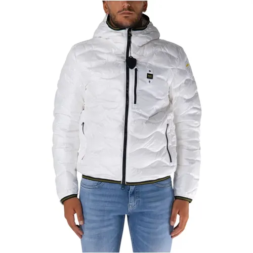 Kurze Wave Steppjacke , Herren, Größe: S - Blauer - Modalova