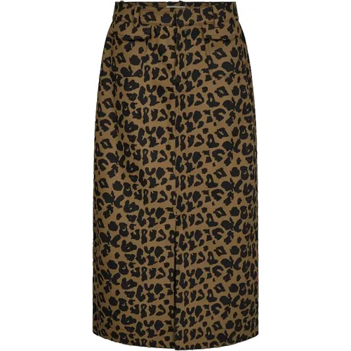 Leora Denim Skirt with Leopard Print , female, Sizes: L - Copenhagen Muse - Modalova