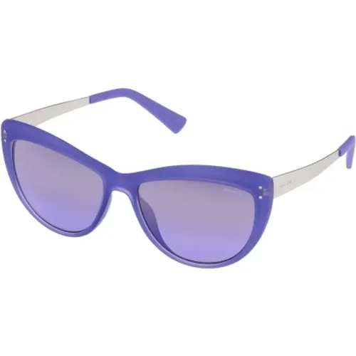 Blaue Injizierte Sonnenbrille für Frauen , Damen, Größe: 55 MM - Police - Modalova