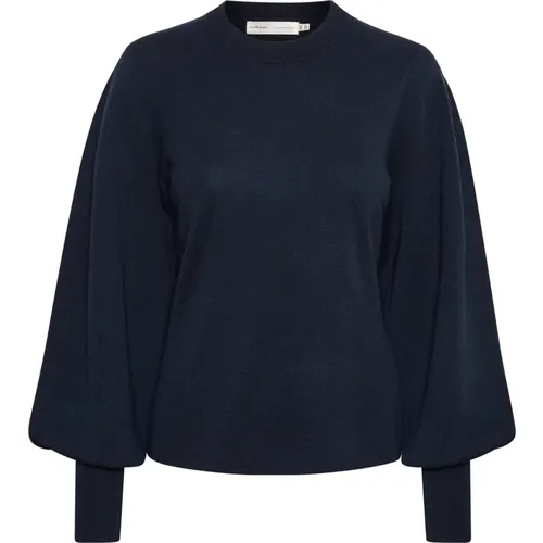 Marine Blue Puff Sleeve Sweater , female, Sizes: L, XL - InWear - Modalova