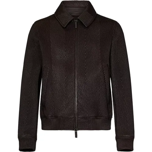 Leather Jacket Matelassé Chevron Style , male, Sizes: XL, M - Emporio Armani - Modalova