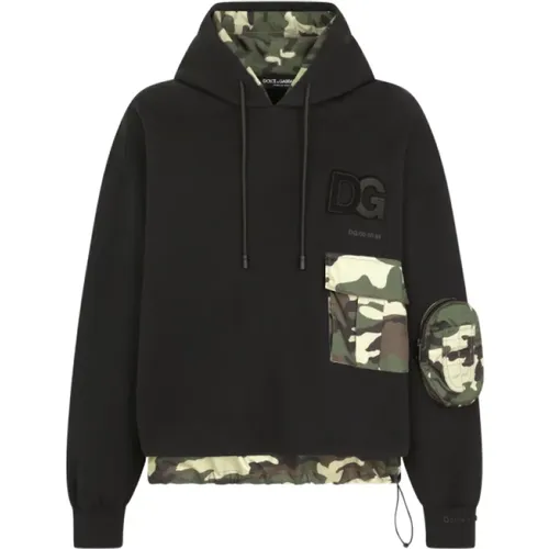 Camouflage Hoodie with Oversized Fit , male, Sizes: L - Dolce & Gabbana - Modalova