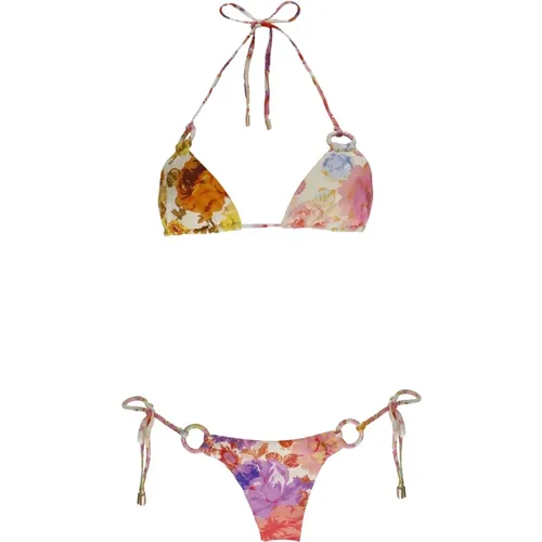 Multicolored Spliced Print Bikini , female, Sizes: M - Zimmermann - Modalova