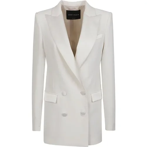 White Tuxedo Jacket Peak Lapel , female, Sizes: 2XS, M - Hebe Studio - Modalova