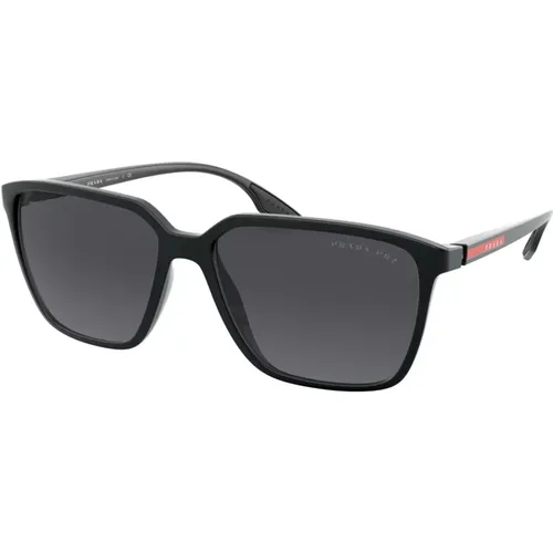 Matte /Grey Sunglasses Linea Rossa , male, Sizes: 58 MM - Prada - Modalova