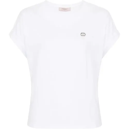 Weißes Oval T Baumwoll-Jersey T-Shirt , Damen, Größe: XS - Twinset - Modalova