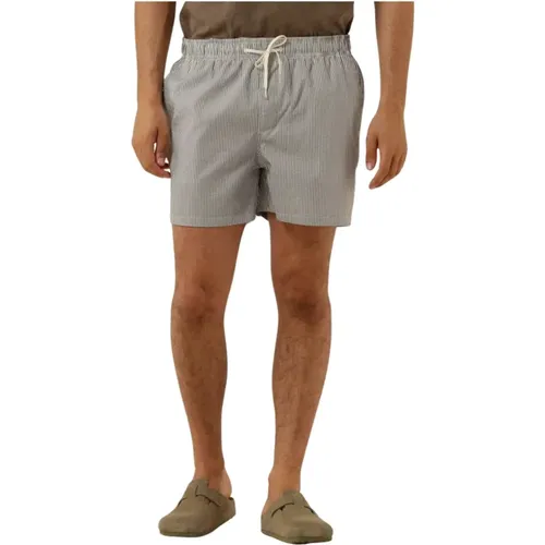 Olivgrüne Seersucker Badehose Strandbereit , Herren, Größe: S - Selected Homme - Modalova