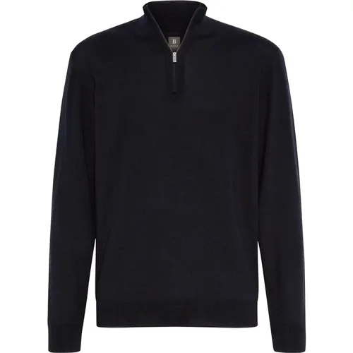 Merino-Woll-Halbzip-Pullover , Herren, Größe: M - Boggi Milano - Modalova