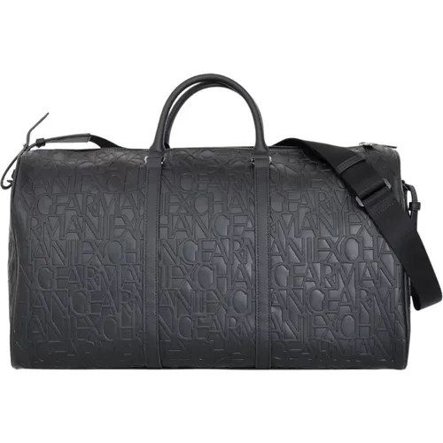 Schwarze Logo-geprägte Reisetasche - Armani Exchange - Modalova