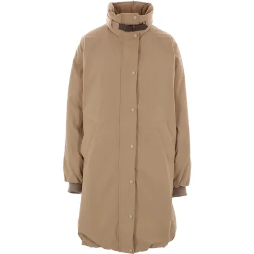 Beige Nylon Down Jacket with High Neck , female, Sizes: S, M, XS - BRUNELLO CUCINELLI - Modalova