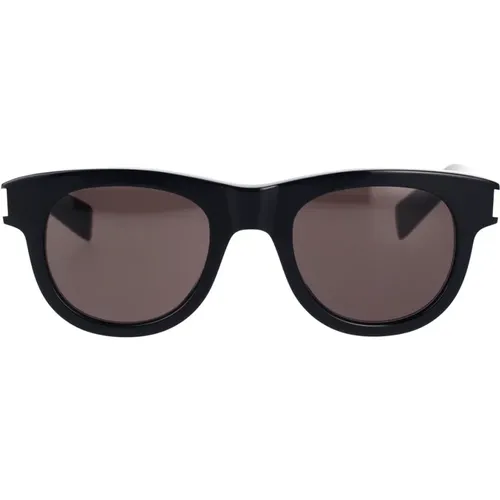 Vintage Round Sunglasses with Metal Corner Details , male, Sizes: 49 MM - Saint Laurent - Modalova