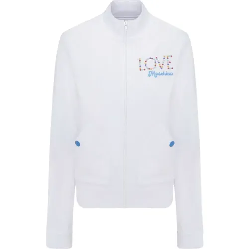 W343201M4364A00 Sweatshirt, Weiß, Ss22 , Damen, Größe: M - Love Moschino - Modalova