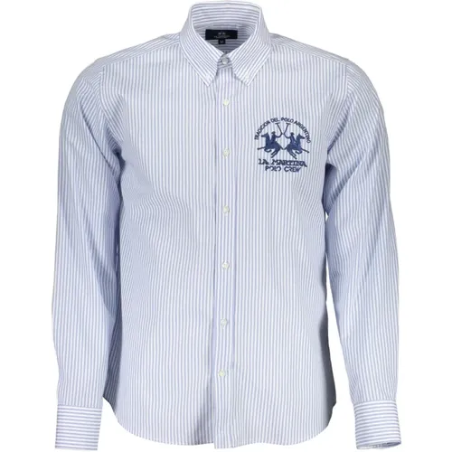 Hellblaues Baumwollhemd mit Stickerei , Herren, Größe: L - LA MARTINA - Modalova