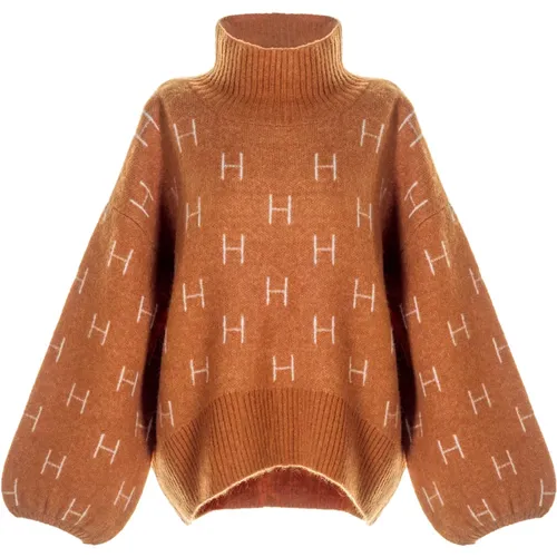 Hést, Braunes Pferd Pullover Kurzer Pullover , Damen, Größe: S - HÉST - Modalova