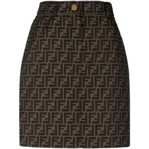 FF-Print High-Waisted Skirt , female, Sizes: 2XS - Fendi - Modalova