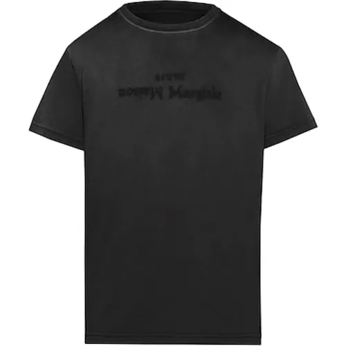 Graues T-Shirt mit Logodruck , Damen, Größe: M - Maison Margiela - Modalova