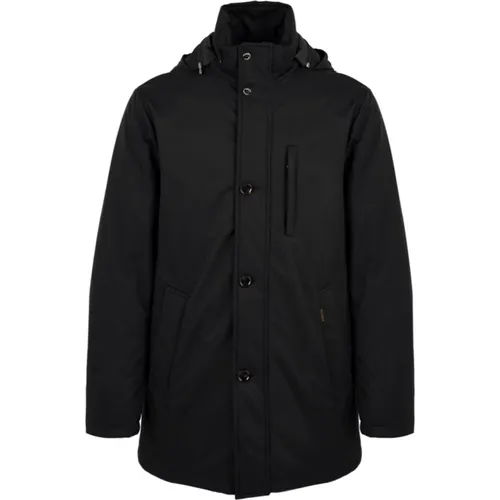 Front Zip and Button Closure Hooded Jacket , male, Sizes: 5XL, 4XL, 3XL, 7XL, XL, L, 2XL - Moorer - Modalova