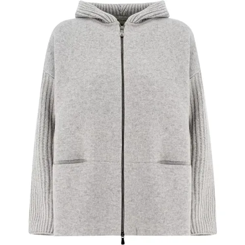 Women`s Clothing Jackets Coats Light Grey Mlg Aw23 , female, Sizes: S - Le Tricot Perugia - Modalova